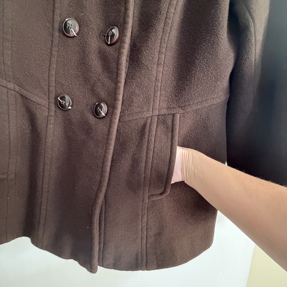 Anne Klein Chocolate Brown Pea Coat Size XL - Picture 4 of 11